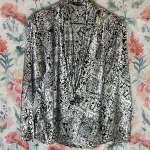 Vintage Floral Black and White Women's Top